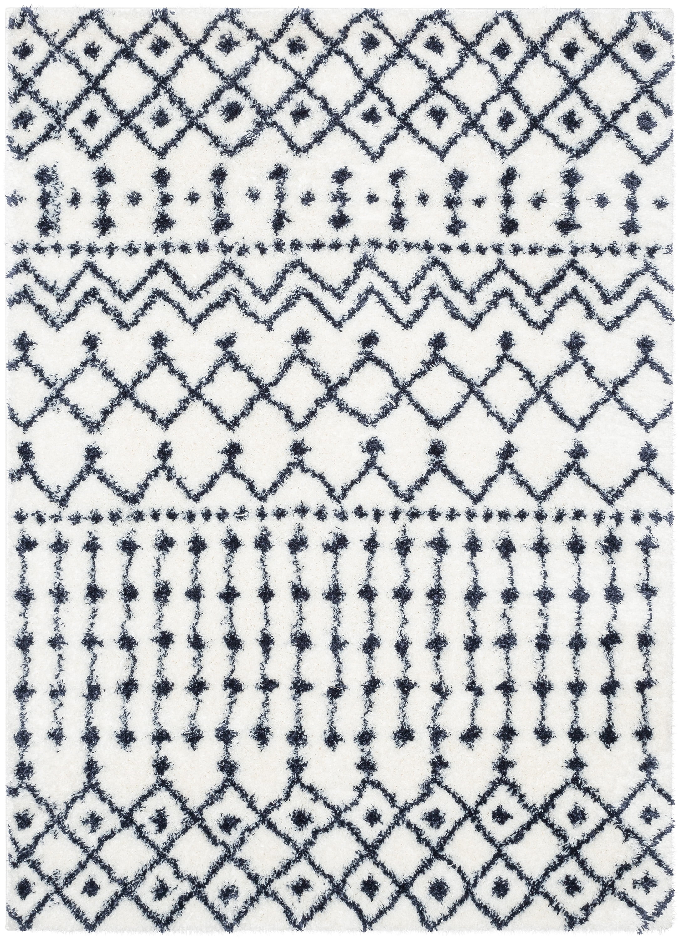 Well Woven Celeste Coimbra Modern Shag Moroccan Blue Thick 5'3" x 7'3" Area Rug