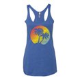 thumbnail image 2 of Two Coconut Palm Trees Beach Sunset | Womens Pop Culture Premium Tri-Blend Racerback Tank Top, Vintage Royal, Small, 2 of 4
