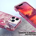 thumbnail image 4 of for iPhone 16 Pro Max Case, Marble Pattern 3 in 1 Heavy Duty Full Body Shockproof Hard PC+Soft Silicone Drop Protective Luxury Women Phone Cover for iPhone 16 Pro Max (Hot Pink), 4 of 17