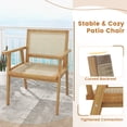 thumbnail image 5 of Costway 1 PCS Wood Chair Indonesia Teak Wood Armchair with Natural Rattan Seat & Back Patio Chair for Porch, 5 of 7