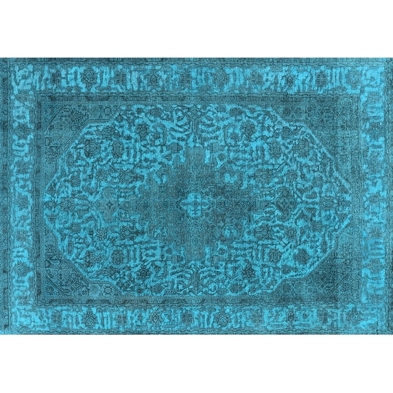 Ahgly Company Indoor Rectangle Oriental Light Blue Industrial Area Rugs, 6' x 9'