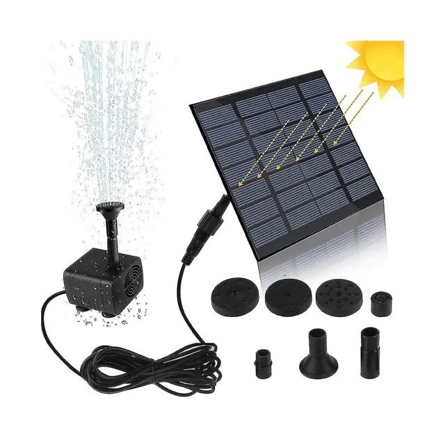 Bomba de fuente solar para estanque Apuakthei Sunrain, bomba solar para fuente de jardín, bomba de fuente de agua (negra) (1 unidad)