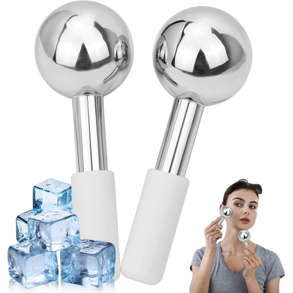 ABCISI Ice Globes for Face & Eyes,Unbreakless Stainless Steel Cryo Sticks Facial Massage Tools, Cold Therapy Cooling Globes to Reduce Puffiness, Wrinkles, Dark Circle, Spa Esthetician Supplies, Large