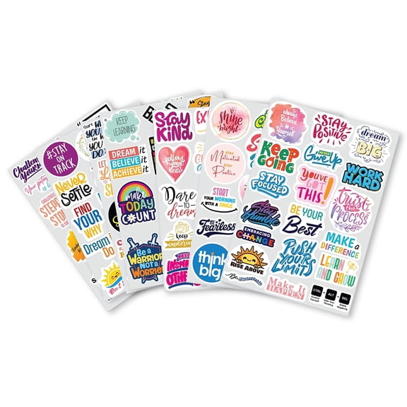 Inspirational Quote Stickers, Motivational Waterproof Vinyl Stickers for Laptops, Positive stickers for Adults Water Bottle decals (116 pcs 7 sheets)