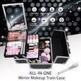 thumbnail image 3 of Makeup Case Organizer Cosmetic Box Storage Portable Makeup Train Case with Mirror 2 Trays Travel Vanity Box for Cosmetics Nail Kits Craft Tools Case Aluminum Hard Make Up Organizer Black, 3 of 4