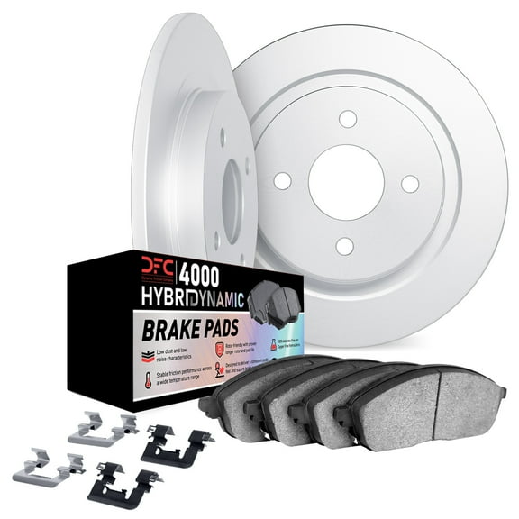 Dynamic Friction Company Rear Brake Rotors Kit | 4000 HybriDynamic Brake Pads includes Hardware 6812-03036