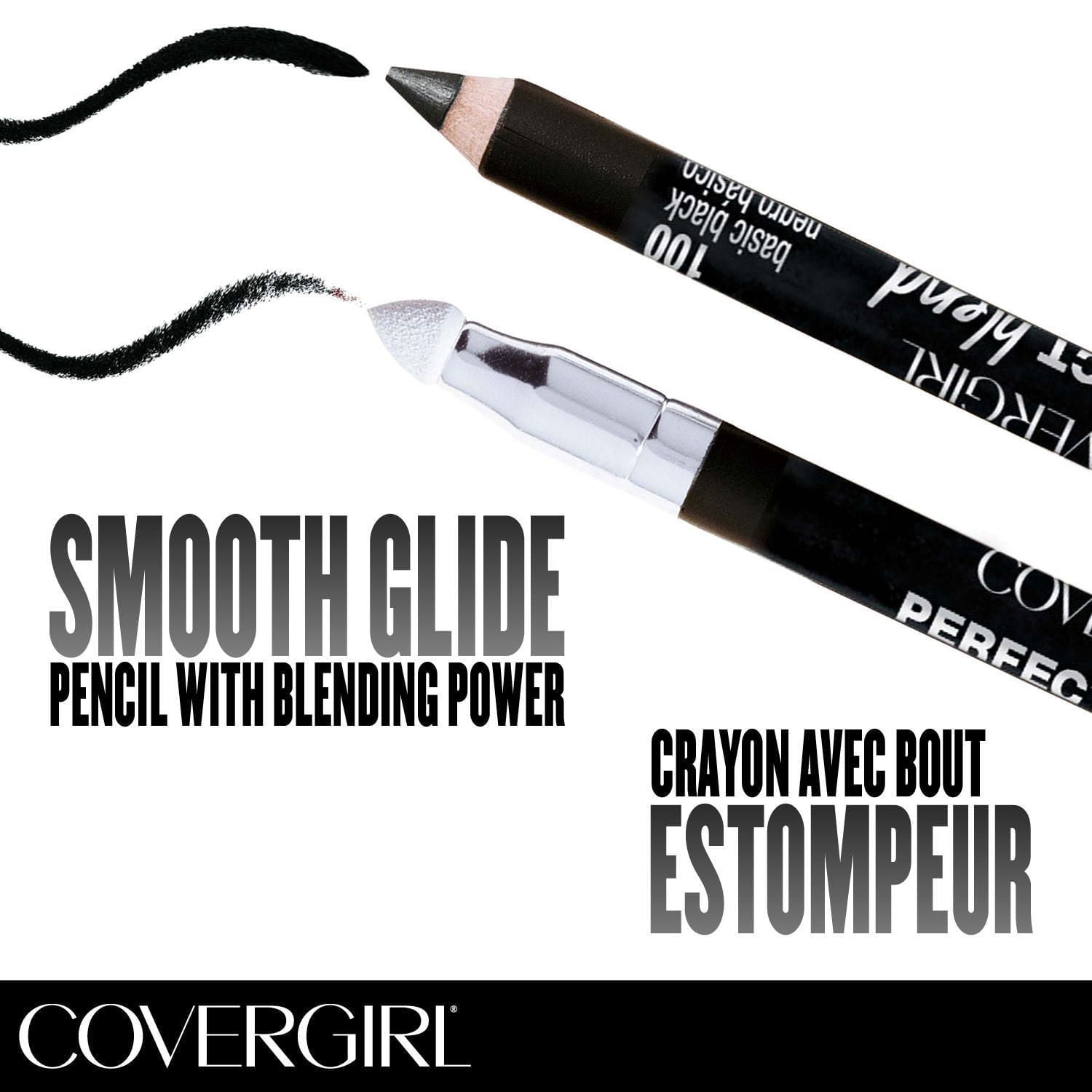 COVERGIRL Perfect Blend Eye Pencil, defined look, precise line, smoky look, plush blender tip, smooth application, 100% Cruelty-Free, Eye pencil