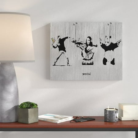 - Wrought Studio 'Flower Thower, Mona Lisa, and Panda' Graphic Art Print on Wrapped Canvas