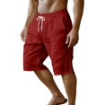 thumbnail image 2 of CQONEPT Mens Casual Shorts Cotton Athletic Workout Shorts Lounge Bermuda Drawstring Sweat Shorts with Pockets Red L, 2 of 7