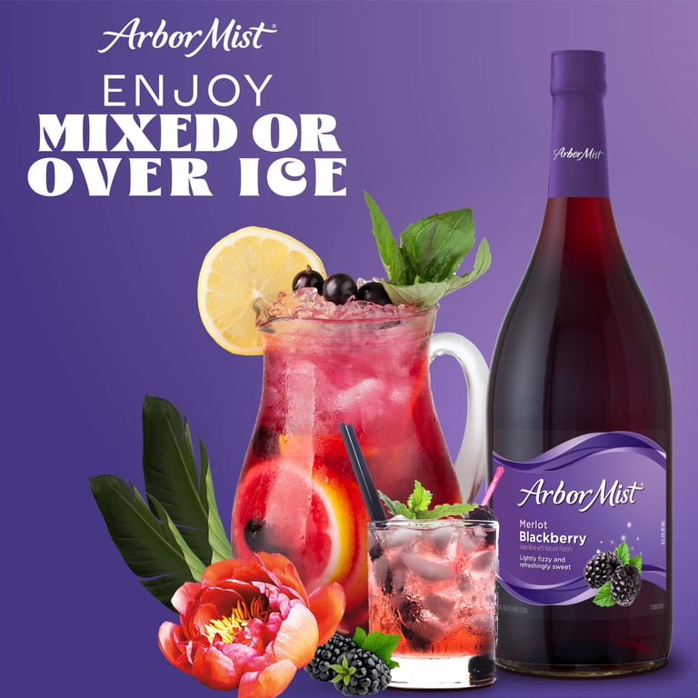 Arbor Mist Blackberry Merlot Sweet Red Fruit Wine, 750ml Bottle, 6