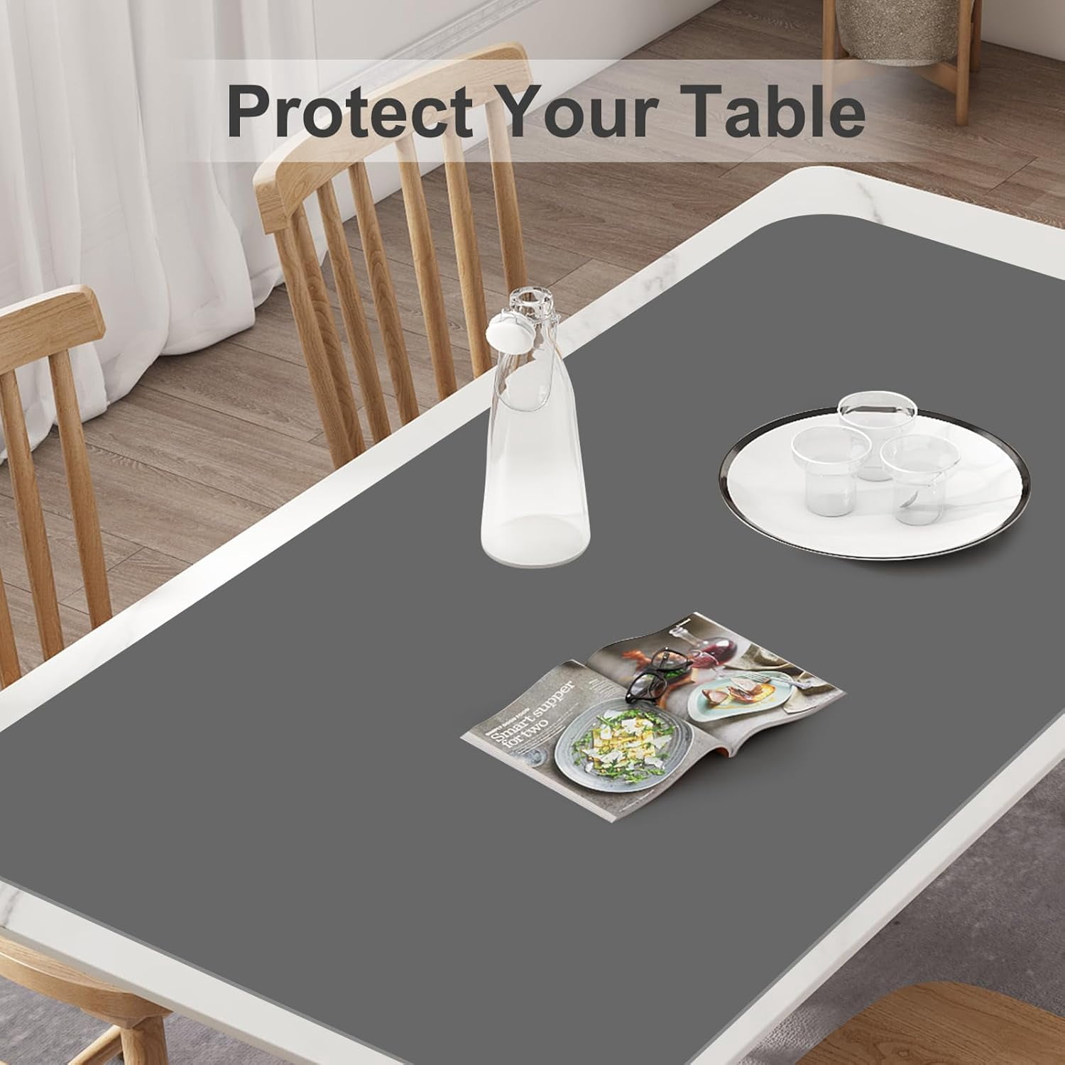 Silicone Mats for Kitchen Counter,  47.24"x 23.62" Extra Large Silicone Mat, Non-slip Heat Resistant Kitchen Counter Mat, Quartz Countertop Protector, Shipped Rolled Up, No Creases, Gray