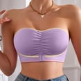 thumbnail image 4 of YDLCAFD Womens Tube Tops with Built in Bra Ribbed Comfortable Breathable Front Closure Bra with Wrinkle Design and Bust Enhancing Support for All Seasons Sports Bra High Impact Padded, 4 of 9