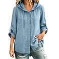 thumbnail image 2 of Abomasnow Roll Up 3/4 Sleeve Hoodies for Women Lightweight Button Down Business Shirts UPF 50+ UV Sun Protection Outdoor Shirts, 2 of 9
