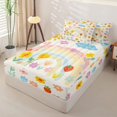 thumbnail image 3 of Manfei Boho Rainbow Zipper Queen Comforter Set with Fitted Sheet and 2 Pillowcases, Strawberry Floral Zipper Bedding Set, Cream Pink, Polkadot Reversible, 4-Piece, 3 of 7
