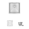 thumbnail image 1 of Stylish Undermount 15" Stainless Steel Single Bowl Kitchen Sink with Grid & Strainer S-317G, 1 of 11
