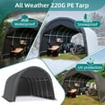 thumbnail image 4 of Erommy Carport 13 x 20 FT Heavy Duty, Portable Garage with All-Steel Metal Frame and Round Style Roof, Anti-Snow Car Canopy Outdoor Storage Shelter for Car, Truck, Boat, 4 of 8