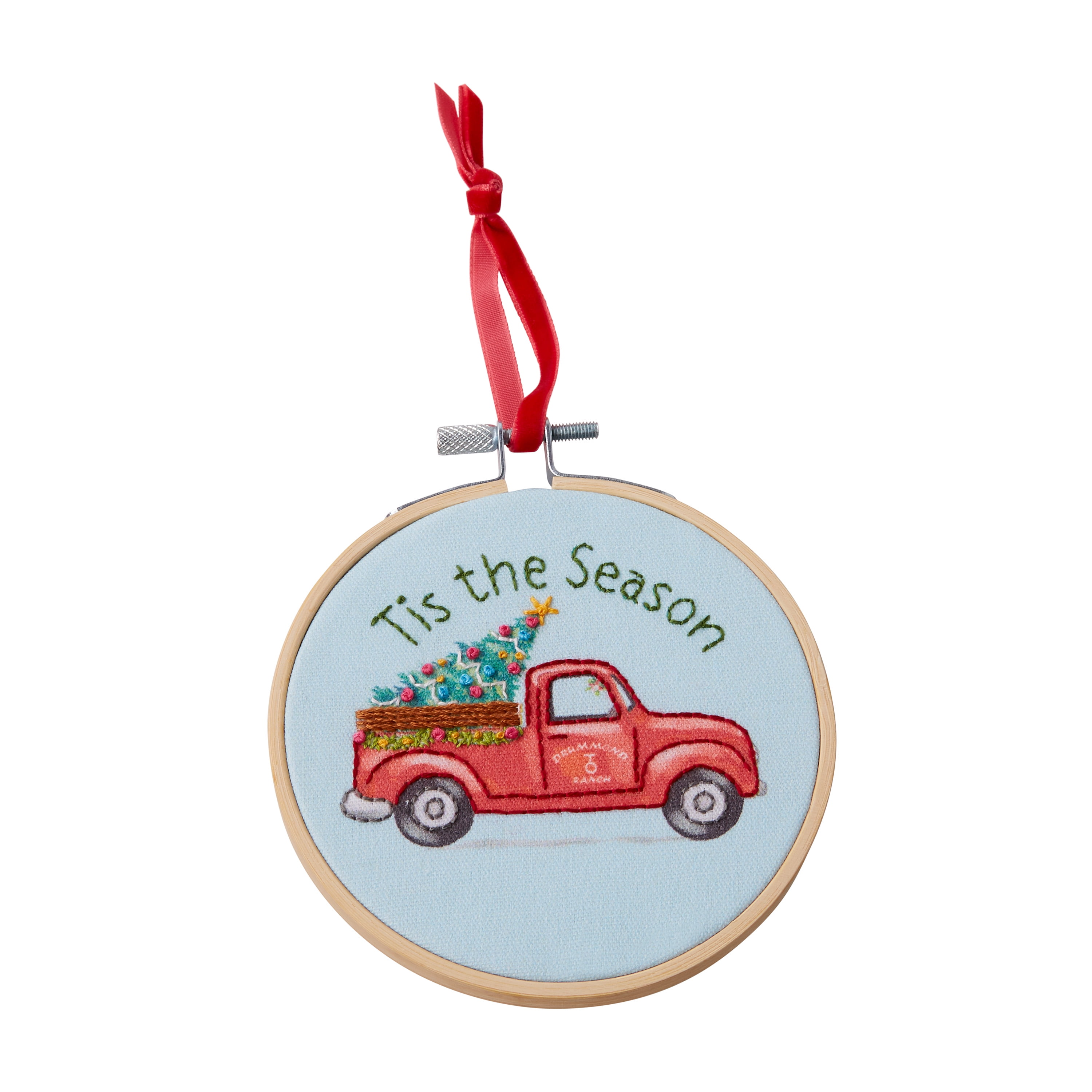 The Pioneer Woman Holiday Truck with Tree Embroidery Ornament Kit