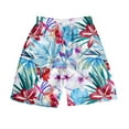 thumbnail image 2 of kingque Men Beach Shorts Elastic Waist Bottoms Floral Print Summer Short Pants Hawaiian Beachwear Holiday, 2 of 4
