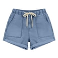 thumbnail image 5 of ZHYou No Boundarie Women's Jean Shorts Drawstring High Elastic Waist Loose Fit Stretchy Casual Summer Denim Shorts with Pockets Light Blue Size S, 5 of 7