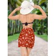 thumbnail image 3 of HAPPY BAY Women's Beach Wrap Bikini Wraps Sarong Coverup Skirt Bathing suit Swimwear Swimsuit Coverup for Women One Size Floral, Red, 3 of 4