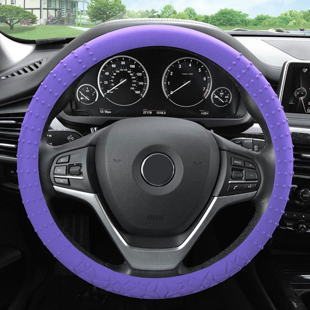 FH Group Universal Fit Purple Textured Silicone Steering Wheel Cover