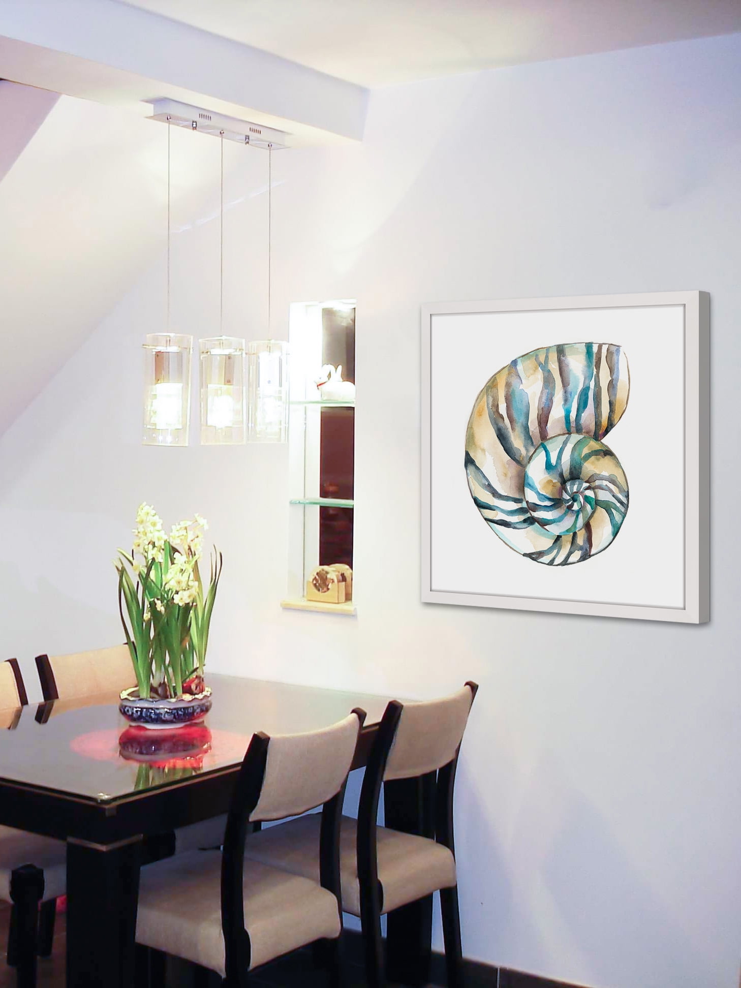 "Aquarelle Shells II" Framed Painting Print