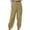 Khaki, variant on VEKDONE Womens Drawstring Cotton Linen Pants Casual Elastic High Waisted Straight Trousers with Pockets Solid Color Lounge Long Pants Green L