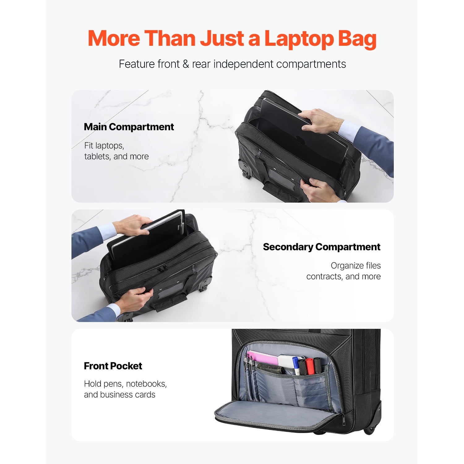KFFKFF Mobile Laptop Carrier, Accommodates Laptops up to 15.6 Inches, Wheeled Suitcase, Rolling Computer Bag with Wheels and Extendable Handle, Laptop Holder for Professional Travel Business Office