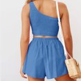 thumbnail image 4 of Mujeres Lounge Shorts Crop Tops Sin mangas Trajes de verano de dos piezas (Azul L) FLhrweasw Para estrenar, 4 of 7