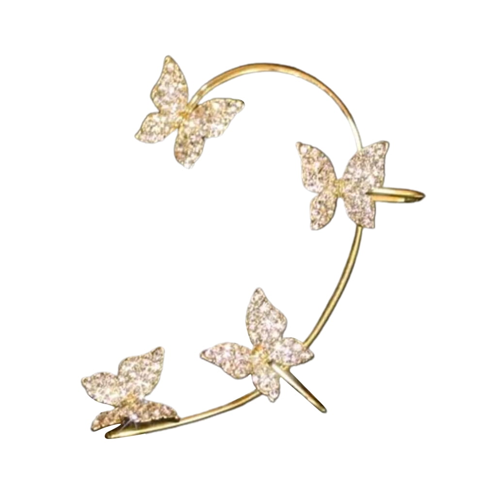 Zircon Butterfly Ear Cuff Earrings for Women Ear Wrap Crawler Earrings