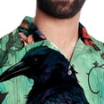 thumbnail image 5 of Crow Men's Short Sleeve Casual Printed Button Down Beach Shirt - Summer Unisex Top, 5 of 6