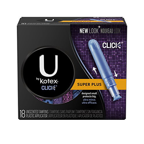U by Kotex Click Regular Compact Tampons, Unscented, 18 Count (Pack of 4) -  Walmart.com