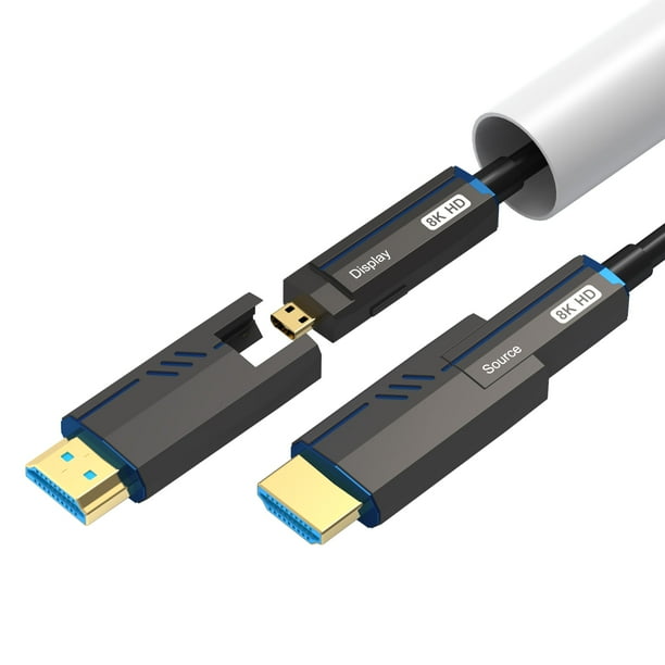 Cable De Fibra Óptica Hdmi Desmontable 8K Cable Hdmi 2.1 De 100 Pies/30 M De Largo En Pared Con Conectores Micro Hdmi Duales Y Hdmi Estándar Compatible Para Pc Tv Playstation4 Ps5 Xbox Series X Rtx409