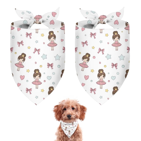 Dog Bandana 2 Pack,Ballet Princess Pattern Bandanas for Dogs,Cat Bandana,Small/ Large Dog Bandana 2 Size,Dog Bandanas