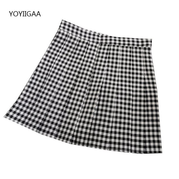 Falda plisada de verano para mujer, faldas a cuadros de cintura alta para mujer, minifalda de baile de estilo pijo para chicas, faldas elegantes de moda para mujer Tan Jianjun unisex