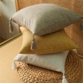 thumbnail image 4 of Japanese Solid Color Cotton And Linen Tassel Pillowcase Tassel Warm Color Home Pillow Sofa Pillow Without Core Simple Pillowcase, 4 of 4