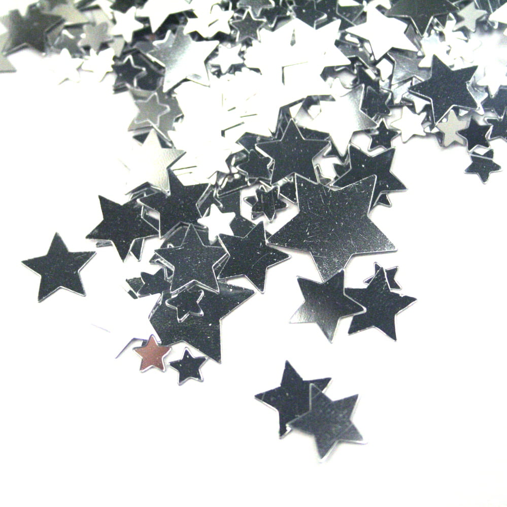 BRAND NEW AND SEALED SILVER STAR CONFETTI FOR TABLE DECORATION AND ART AND CRAFT 
