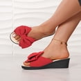 thumbnail image 7 of UTTOASFAY Women's Wedge Sandals,Bow Open Toe Fish Mouth Slippers,Mid Heel Casual Summer Shoes,Soft Sole Outdoor Slip-On Footwear, 7 of 7