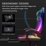 GTRACING RGB Ergonomic Gaming Chair with Massage, LED Lights, Footrest, Lumbar Support, Black