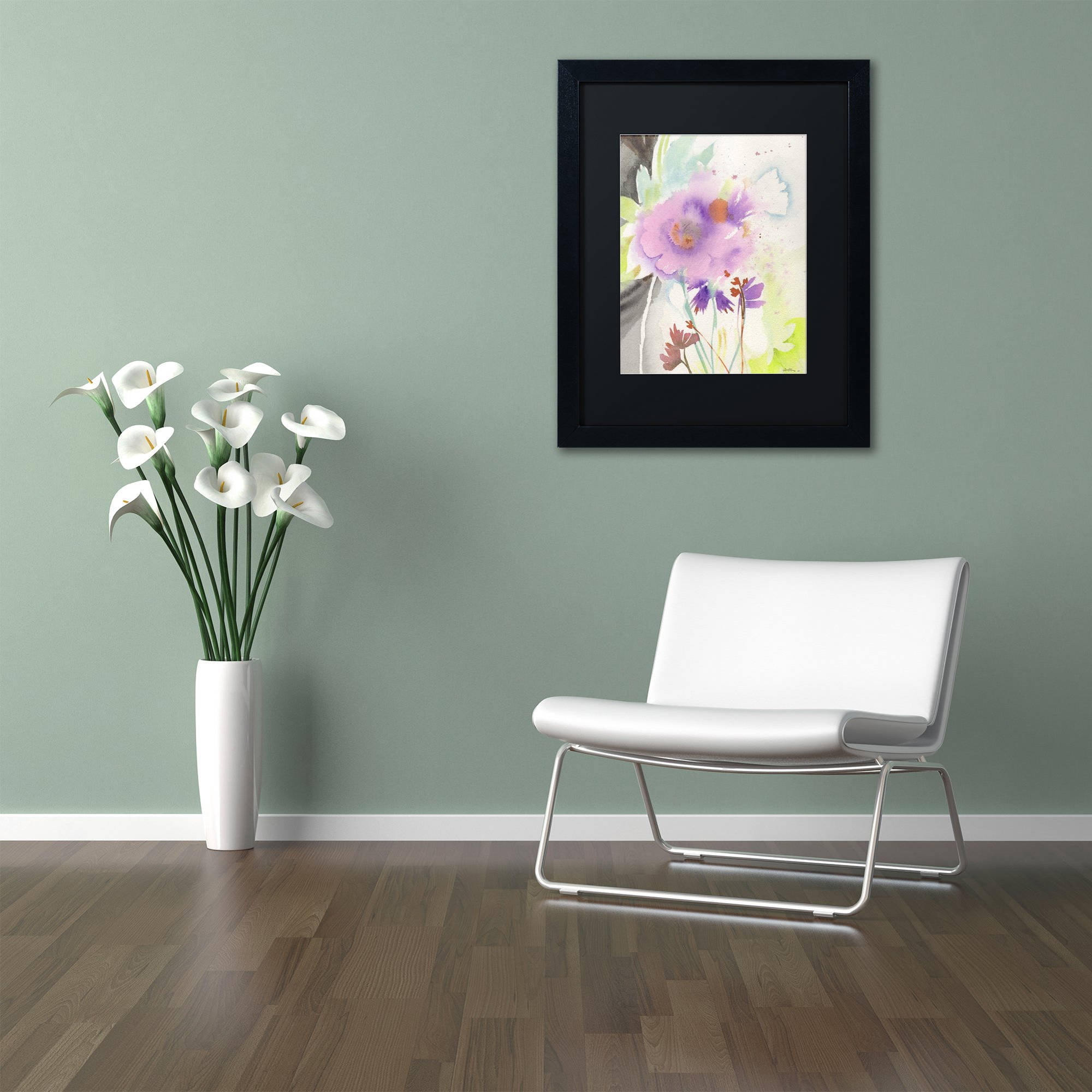 Trademark Fine Art "Mauve Garden Shadows" Canvas Art by Sheila Golden, Black Matte, Black Frame