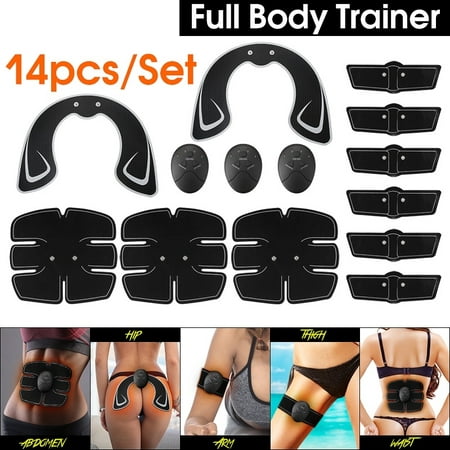 14Pcs/set Full Body Muscle Training Gear, EMS Buttocks Lift Up Leg Arm Abdominal Muscle Training Smart ABS Stimulator Home Fitness