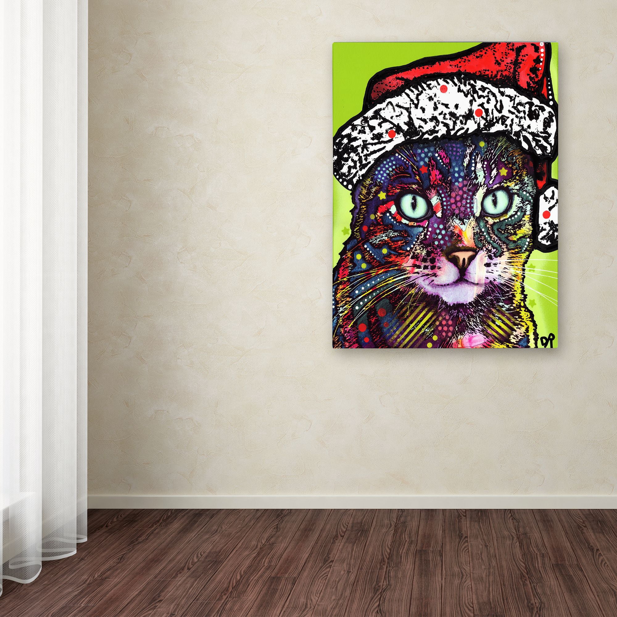 Trademark Fine Art 'Watchful Cat Christmas Edition' Canvas Art by Dean Russo