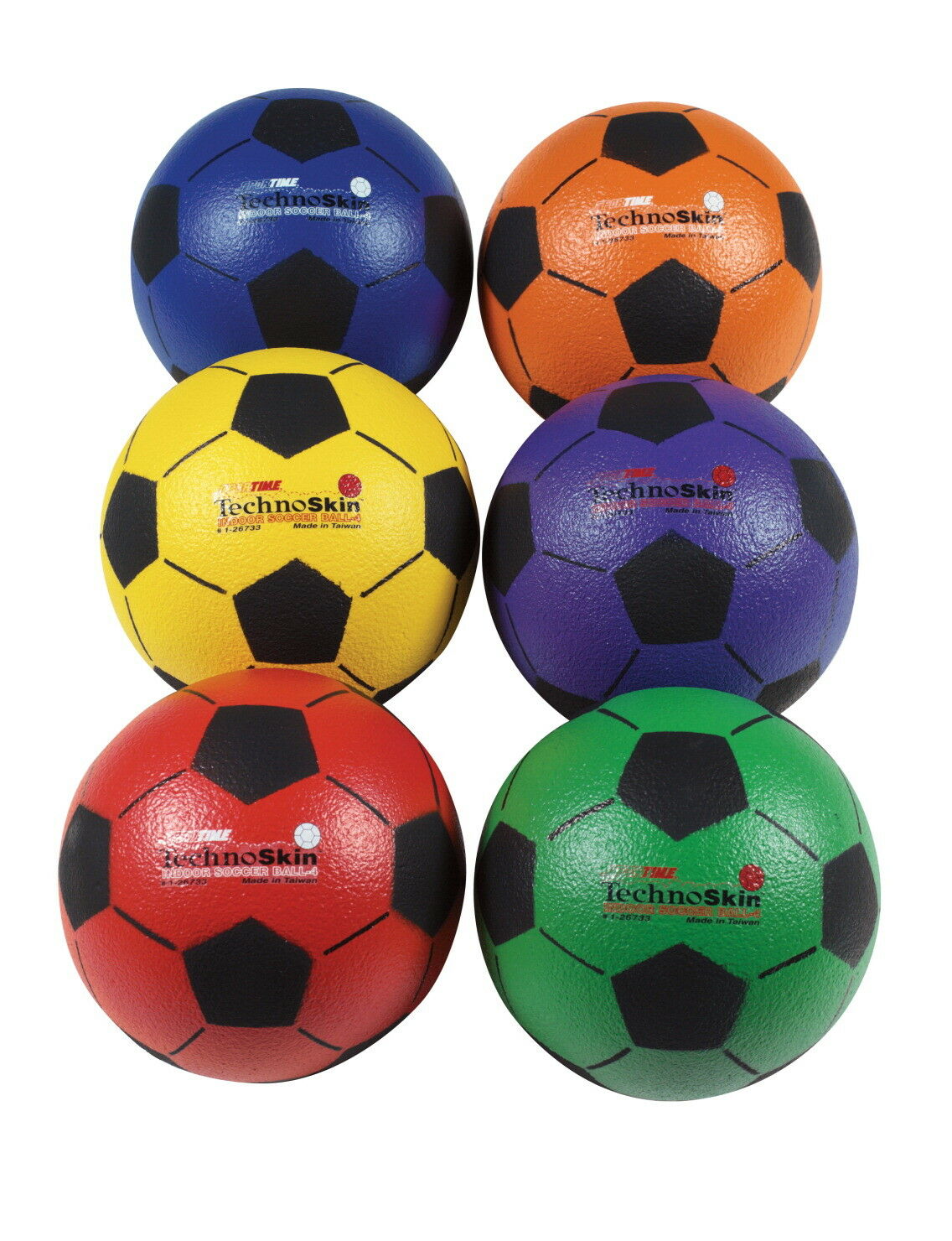 Sportime TechnoSkin Coated Indoor Foam Soccer Balls, Size 4, Set of 6