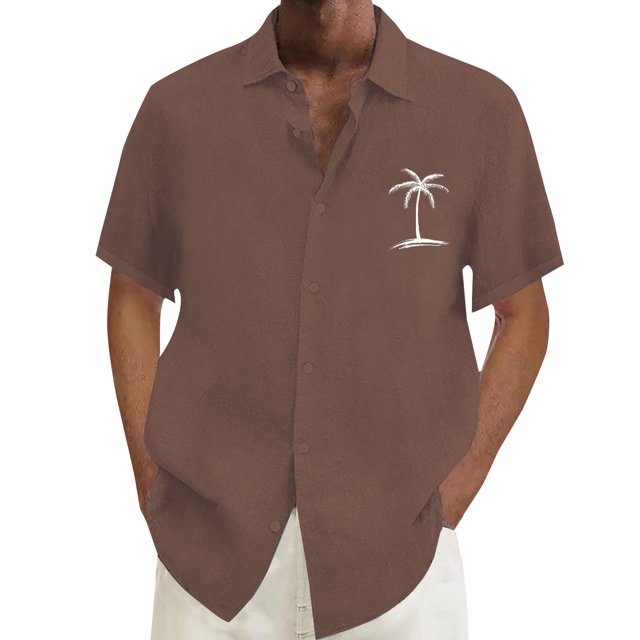 XDZJLR Chemises pour Hommes Décontractées Été Plage Manches Courtes Mode Imprimé Cocotier