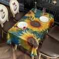 thumbnail image 2 of Blue Sunflower Pattern Rectangle Tablecloth 60"x120",Waterproof Polyester Rectangle Table Cloth, Wipeable Spillproof Polyester Tablecloth for Dining, Camping, Indoor and Outdoor, 2 of 6
