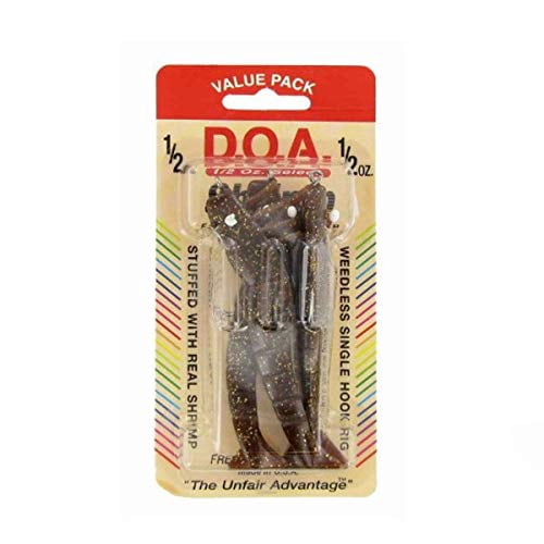 (3 pack) D.O.A. FSH4-3P-304 Shrimp Lure 4" 1/2 oz Rootbeer/Gold Glitter