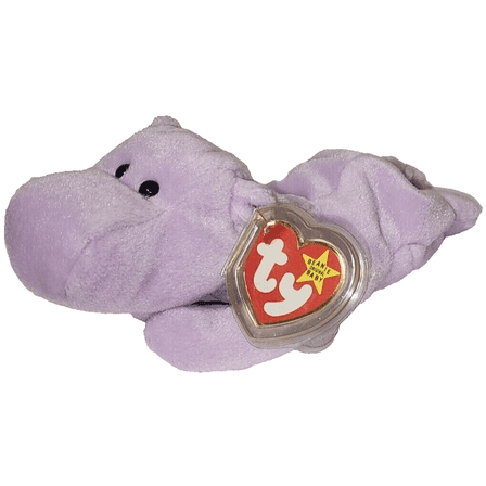 Ty Beanie Baby - HAPPY the Hippo (9" Plush) NEW MWMTs (BONUS 1 FUN CHOPS & 1 TY CARD