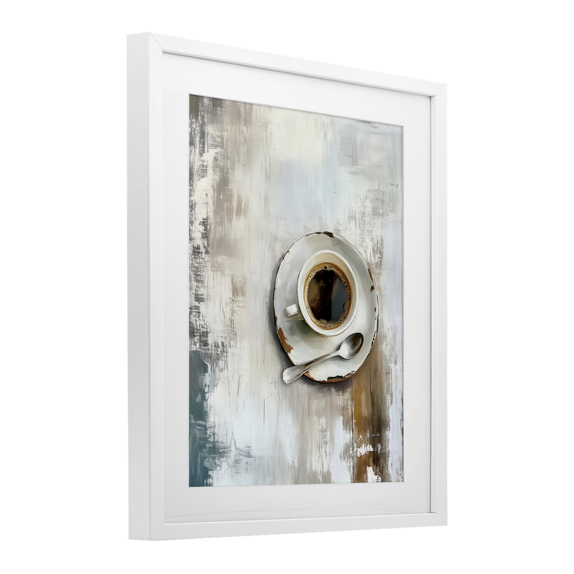 Stupell Industries Neutral & Rustic Cup of Coffee White Framed Print Under Glass, design by LSR Design Studio