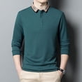 thumbnail image 2 of Men's Classic Solid Color Simple Versatile Polo Long Sleeve T-shirt, 2 of 6