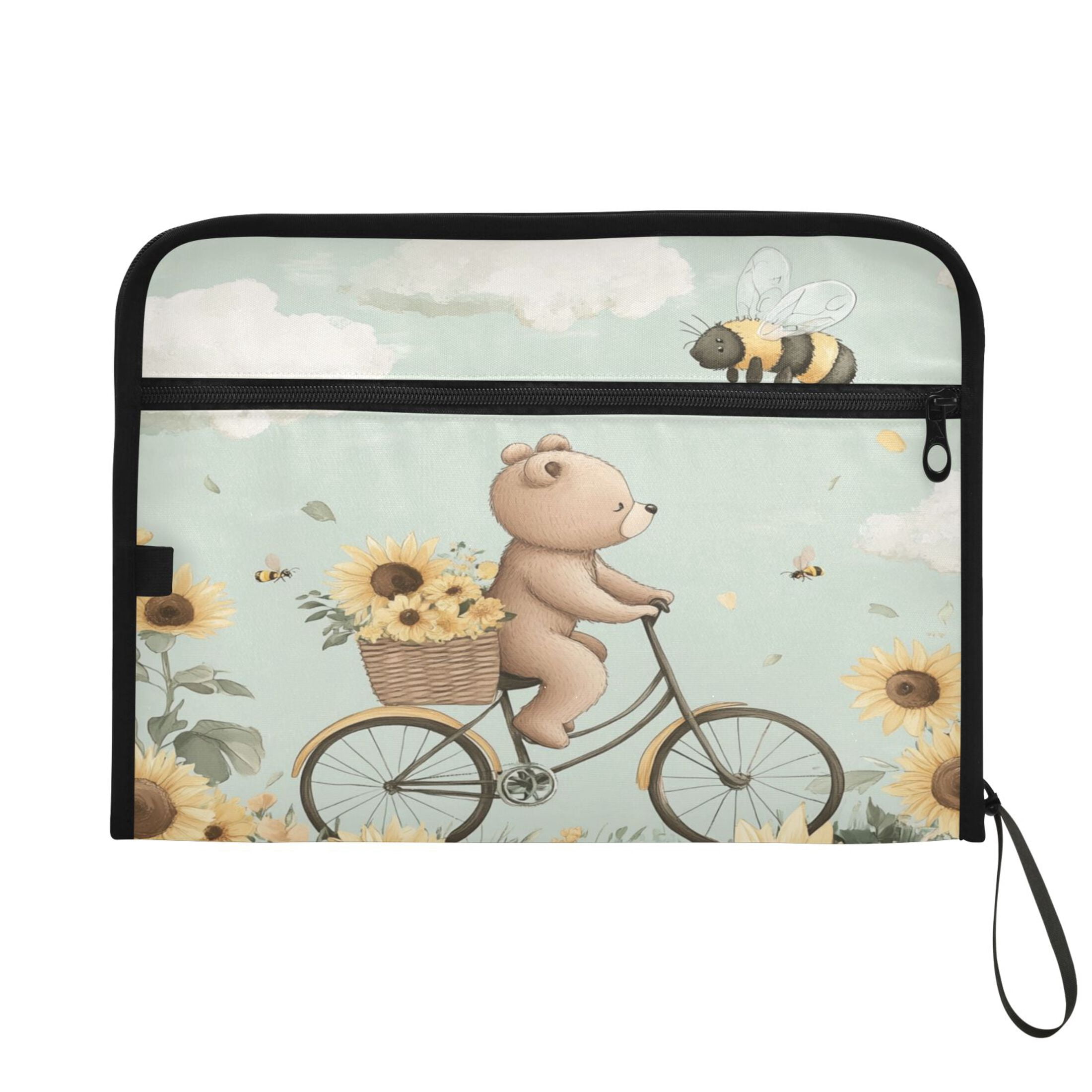 WOBOGO Cut Bear Riding Bicycle Expanding File Folder Letter Size Accordion Filing Organizer 13 Pocket Separate Organ Pocket